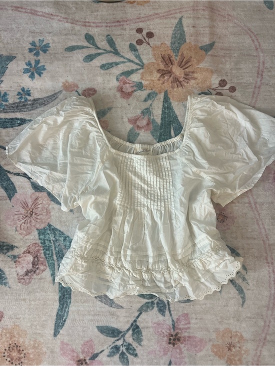 Universal Thread Tops - Universal Thread White Cotton Pintuck Peasant Blouse